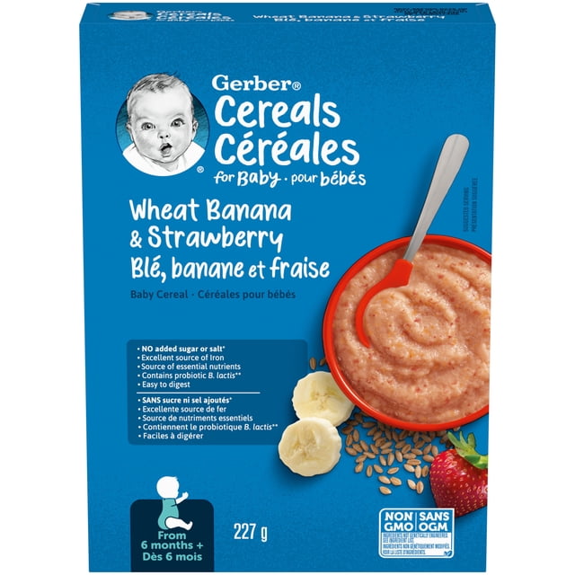 GERBER Stage 2 Wheat Banana Strawberry Baby Cereal