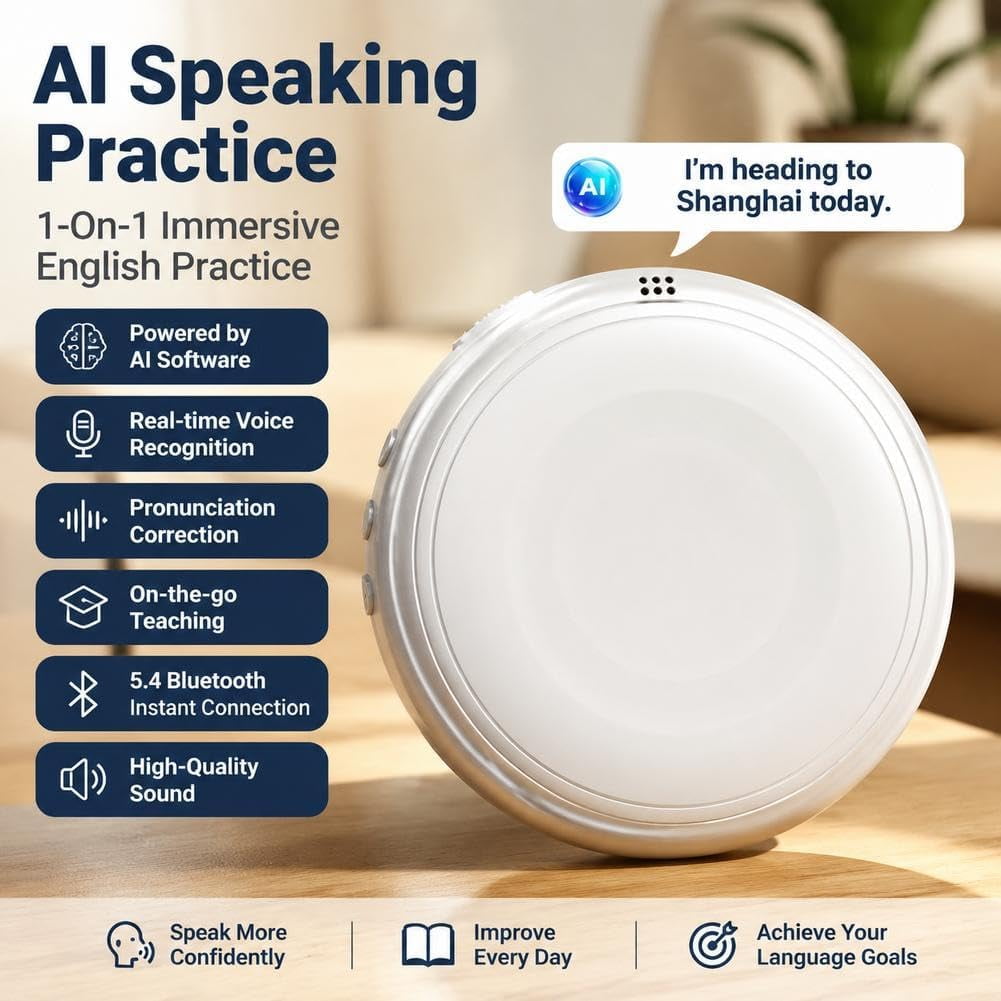 Ai Real-time Language Practice Companion, Capable of Translating 160+ Languages, Spanish & English Foreign Language Practice Partne, Portable Language Translator Device for Travel Business