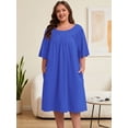 thumbnail image 3 of FEREMO 100% Cotton Nightgowns for Plus Size Women Pleated Soft Sleepwear with Pockets, 3 of 7