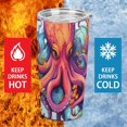 thumbnail image 3 of Colorful Octopus Tumbler Print 20oz Stainless Steel Coffee Cup with Lid & Straw Double Wall Insulated Tumbler, 3 of 8