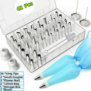 FungLam 42 Pcs Piping Bags and Tips Set Cake Decorating Supplies with 36 Numbered Icing Tips, 2 Silicone Pastry Bags, 2 Flower Nails, 2 Reusable Plastic Couplers Baking Frosting Tips and Bags Set