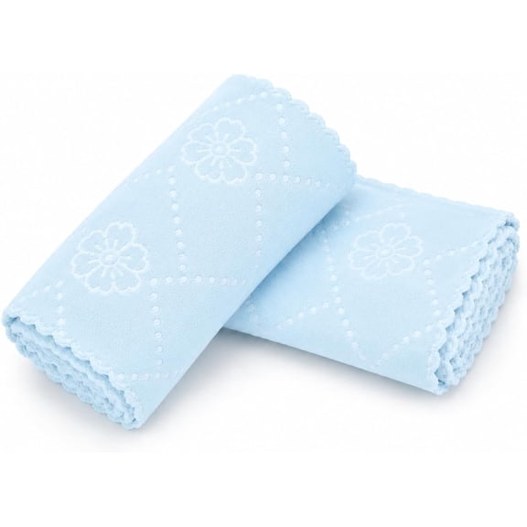 Soft Cotton Hand Towels Pack of 2 – Absorbent Reusable Washcloths for Bathroom, Kitchen & Face, Quick Dry, Machine Washable, 10 x 10 Inch (Blue)