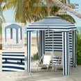 thumbnail image 4 of Patio Shades Outsunny 5.8' x 5.8' Portable Beach Umbrella with Double-Top, Ruffled Outdoor Cabana with Walls, Vents, Sandbags, Carry Bag, Blue & White Stripe,Garden Umbrellas, 4 of 9
