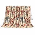 thumbnail image 2 of Folk Art Hearts Flowers Fall Country Living Room, Cozy Botanical Garden Scene, Warm Flannel Blanket for Sunroom and Reading Nook, Garden Lovers Thanksgiving Gift, Artistic Home Decor, 2 of 9