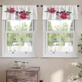 thumbnail image 2 of LALILO Kitchen Curtain Valance Human Skull Red Rose Rod Pocket Window Curtain 52"x 18" Set of 2, 2 of 7