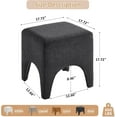 thumbnail image 2 of 17" Boucle Modern Square Foot Stool Ottoman, Vanity Stool for Makeup, Rectangle Foot Rest for Couch, Upholstered Ottoman Stool for Living Room, Bedroom, Entryway (1, Dark Grey), 2 of 14