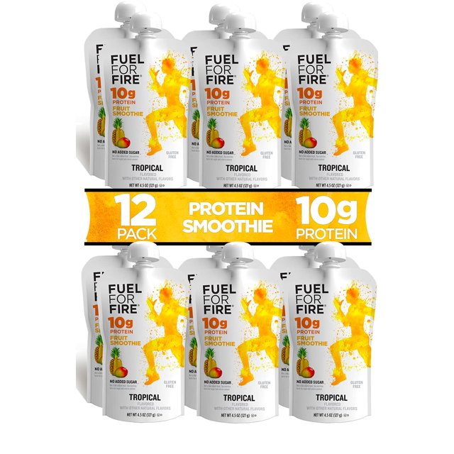 Fuel For Fire Tropical (12 Pack) Fruit & Protein Smoothie Squeeze
