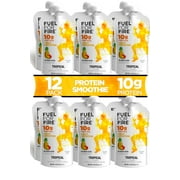 Fuel For Fire - Tropical (12 Pack) Fruit & Protein Smoothie Squeeze Pouch Perfect for Workouts, Kids, Snacking - Gluten Free, Soy Free, Kosher (4.5 ounce pouches) 4.5 Ounce (Pack of 12)