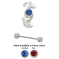 thumbnail image 1 of Eyebrow Ring Shield 16G 8MM Straight Barbell Surgical Steel CZ Piercing Jewelry, 1 of 6