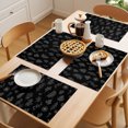 thumbnail image 5 of Black Botanical Placemats Set of 2 Farmhouse Summer Floral Leaves Place Mats Indoor Wipeable Table Mats Washable Cloth Dining Table Placemats for Kitchen Holiday Party Home Decor 13x19 Inch, 5 of 9