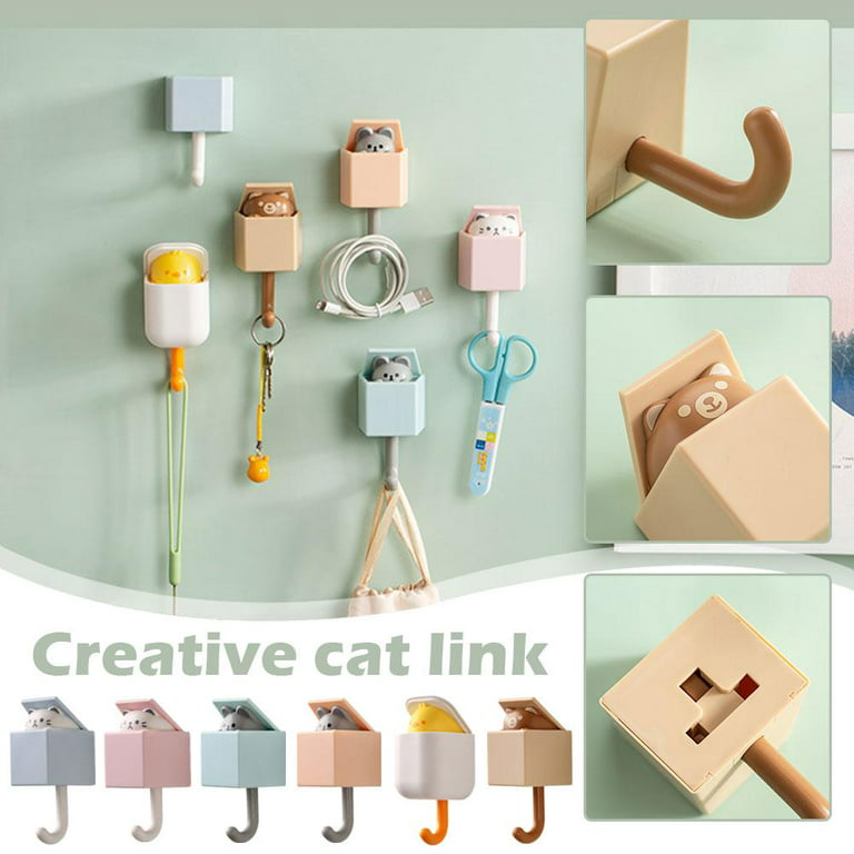 Creative Adhesive Coat Hook, Cute Cat Key Holder Hook, Cute Hooks Pet Wall  M4K0 