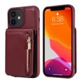 thumbnail image 5 of Nalacover RFID Blocking Wallet Case for iPhone 12/12 Pro, Shockproof PU Leather Magnetic Button Zipper Purse Card Slots & Kickstand Crossbody Phone Case with Shoulder & Wrist Strap,Winered, 5 of 12