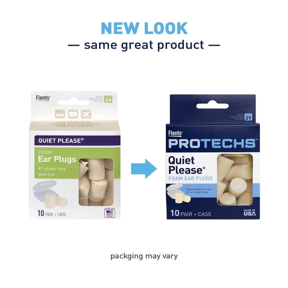Flents Protechs Quiet Please Foam Ear Plugs Hearing Protection Includes Case, 10 Pairs