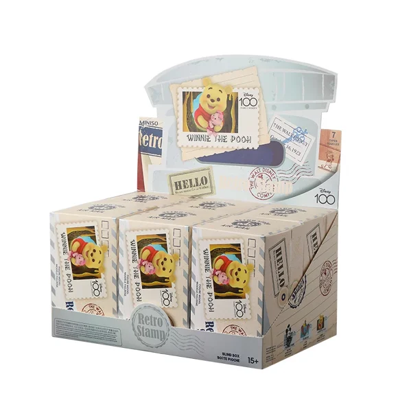 MINISO Blind Box Disney Anniversary Series Retro Stamp Refrigerator Magnet Buzz Lightyear Winnie Pooh Stitch Toy Birthday Gift FGS