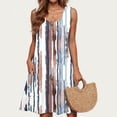 thumbnail image 6 of Womens Holiday Dress Plus Size Beach Dress Women Casual Loose Summer Printed Dress Sleeveless V-neck Top/shirt Set E White L, 6 of 7