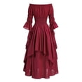thumbnail image 5 of Guieoi Dresses for Women 2026 Fall Gothic Ballgown with Puff Sleeves and Waist Cinching Plus Size Red XXXL, 5 of 6