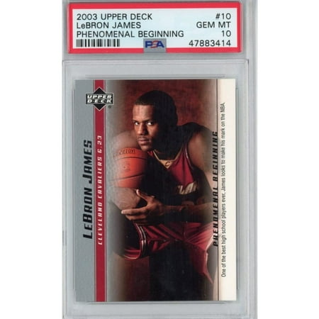 

Graded 2003-04 Upper Deck UD LeBron James #10 Phenomenal Beginning Rookie RC Basketball Card PSA 10 Gem Mint