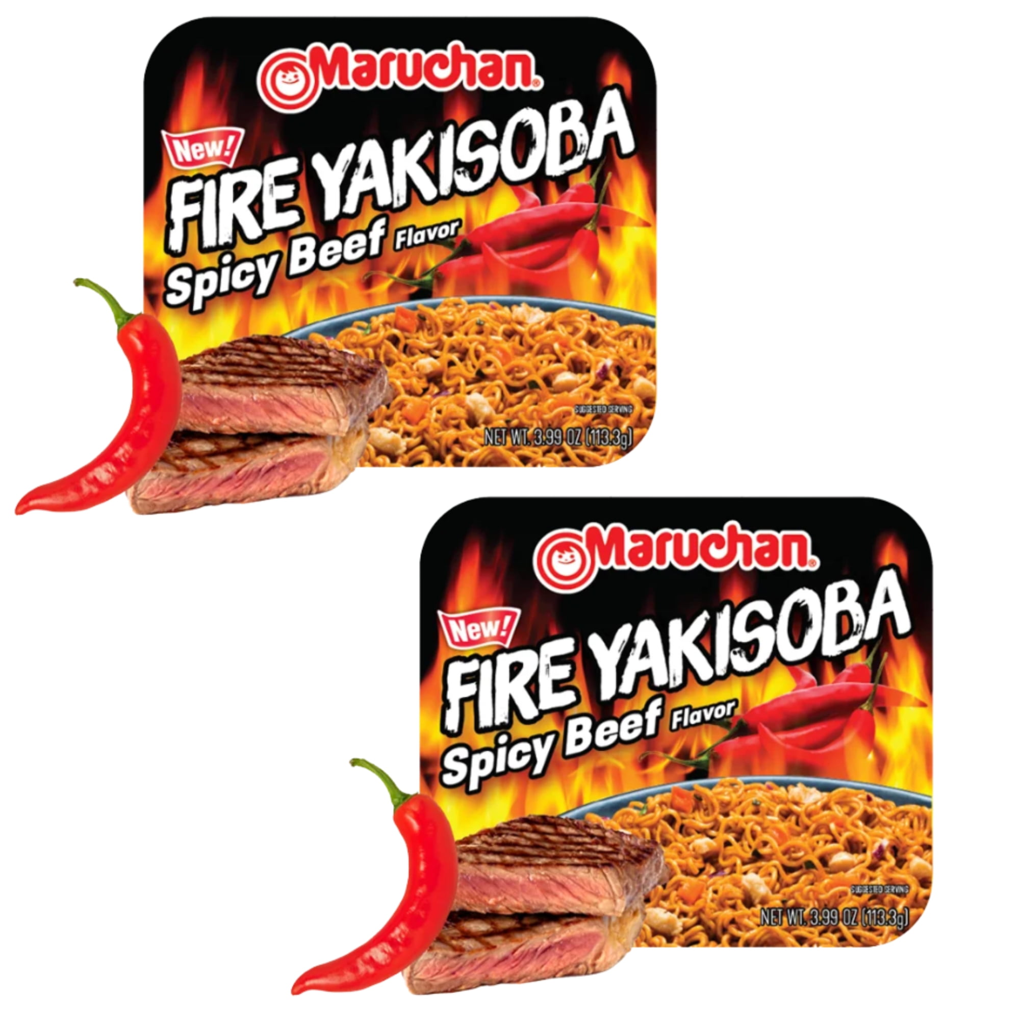 Maruchan Yakisoba Fire Spicy Beef Flavor, 3.99oz Instant Cup Noodles