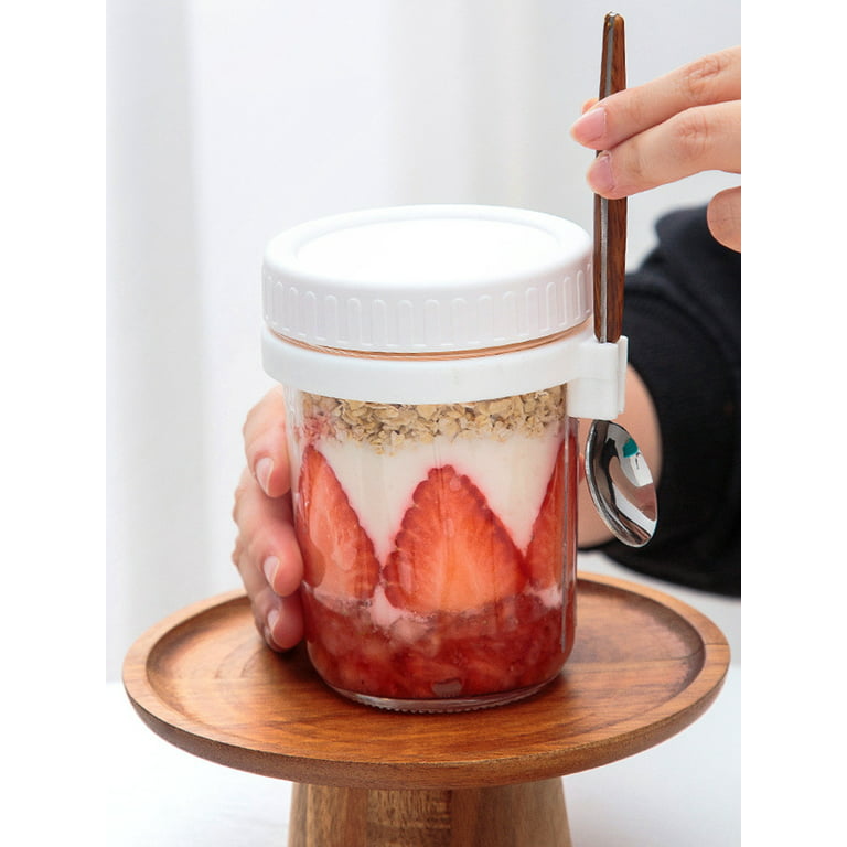 10oz Overnight Oats Container with Lid Wide Mouth Glass Mason Jars