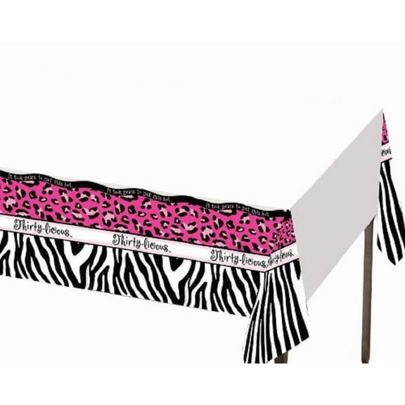 VAULT- Thirty-Licious Leopard Zebra Animal 30Th Birthday Party Plastic Tablecover