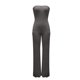 thumbnail image 5 of Body moldeador de moda para mujer, ajustado, de color liso, con rayas y bolsillos, mono moldeador, mono de poliéster para mujer, pantalones y blusa, 5 of 5