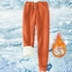thumbnail image 2 of Pantalones deportivos Prolriy para mujer, con forro cálido, deportivos, de cintura alta, con forro polar, largos y gruesos de invierno para exteriores, color naranja, talla S, 2 of 5