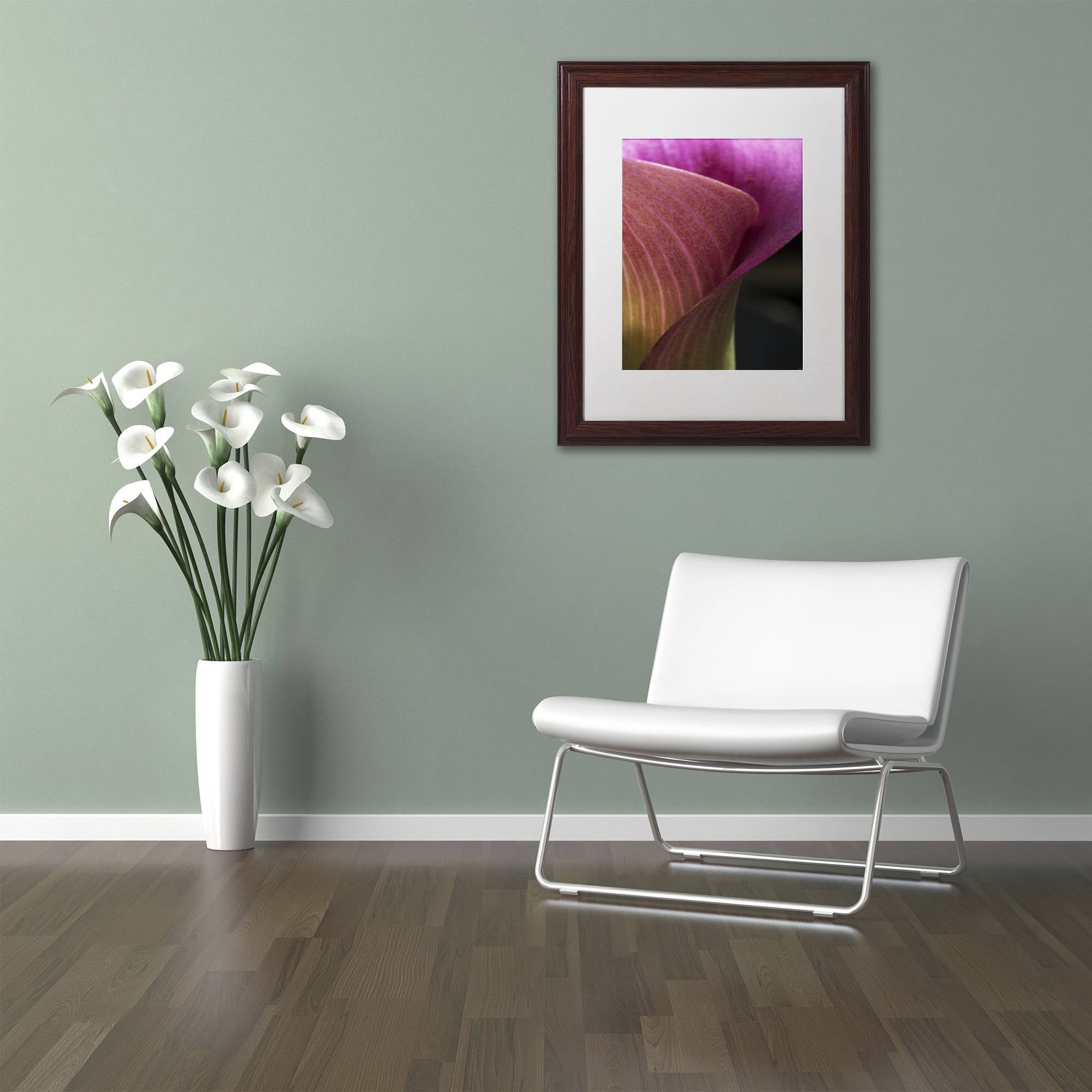 Trademark Fine Art "Part of a Calla Lily" Canvas Art by Kurt Shaffer, White Matte, Wood Frame