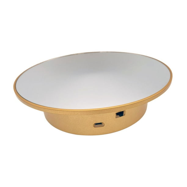 Expositor eléctrico de 360 grados con plataforma giratoria automática y antideslizante para joyas Espejo inferior dorado
