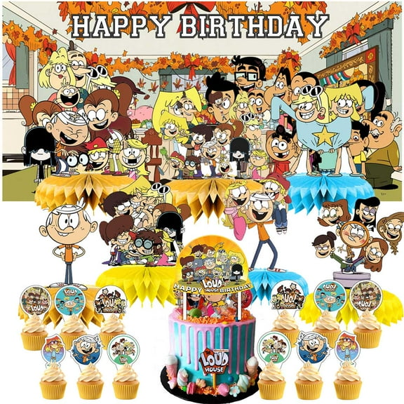 The Loud House Honeycomb Centerpieces Table Toppers Backdrop Decorations for Birthday Party Decor Supplies Banner