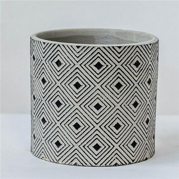 MDR Trading Inc. FP-CNP-185_Q01 Gray On Black Diamond Pattern Planter