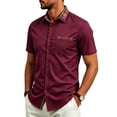 thumbnail image 2 of SAWOBUUN Men's Short Sleeve Button Down Shirt Plaid Casual Slim Fit Dress Shirt Summer Business Work Top with Chest Pocket, 2 of 9