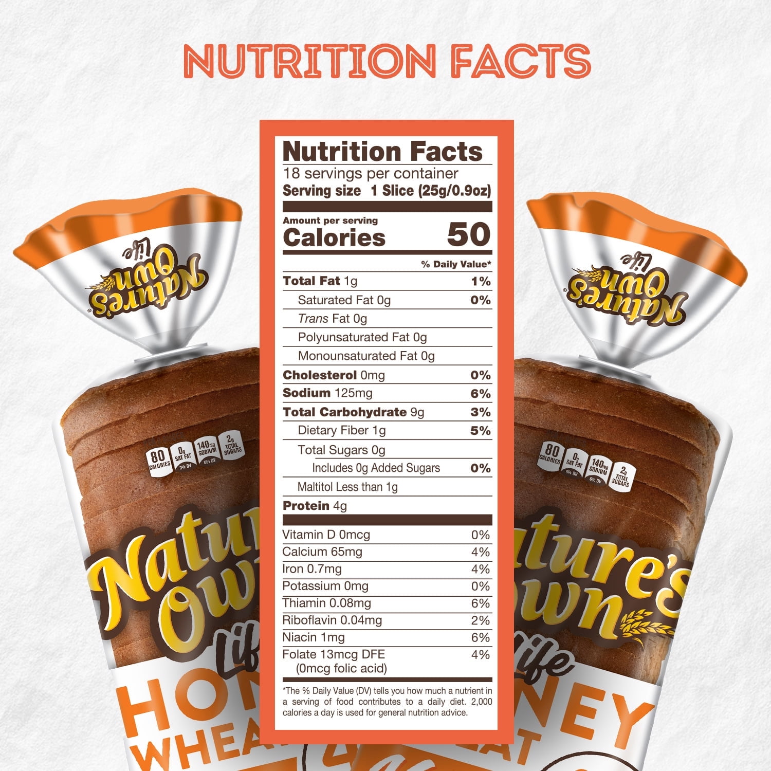 Nature’s Own Life Honey Wheat, 40 Calories per Slice Keto Friendly Sandwich Bread, 16 oz (Pack of 2)