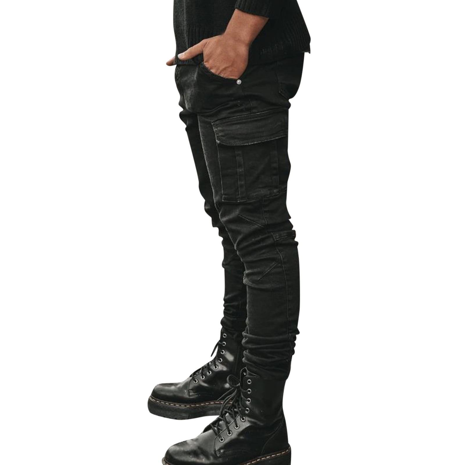Herrnalise Men's Joggers Cargo Pants Zipper Button Elastic