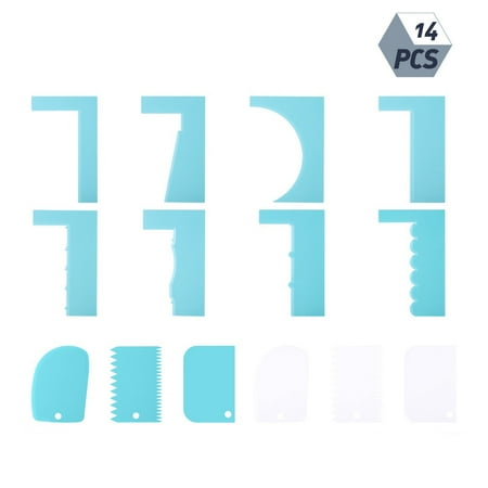 

SOSPIRO 14 Style Plastic Sawtooth Cake Scraper DIY Icing Decorating Spatula - Good Fondant Cream Edge Smoothing Decorating Comb Tools