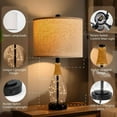 thumbnail image 3 of 23" USB +C Table  with Two Light Points, Modern Bedside Lamps for Bedroom Living Room, Retro Farmhouse Rattan Glass Nightlight, 3 of 8