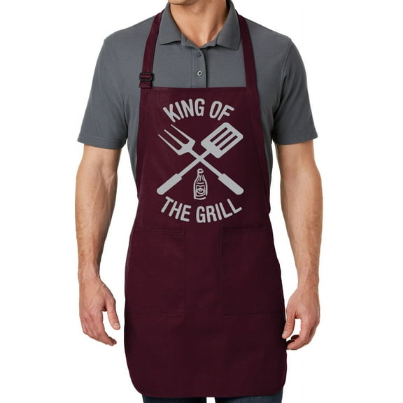 Men's King of the Grill Full-Length Apron with Pockets - Maroon