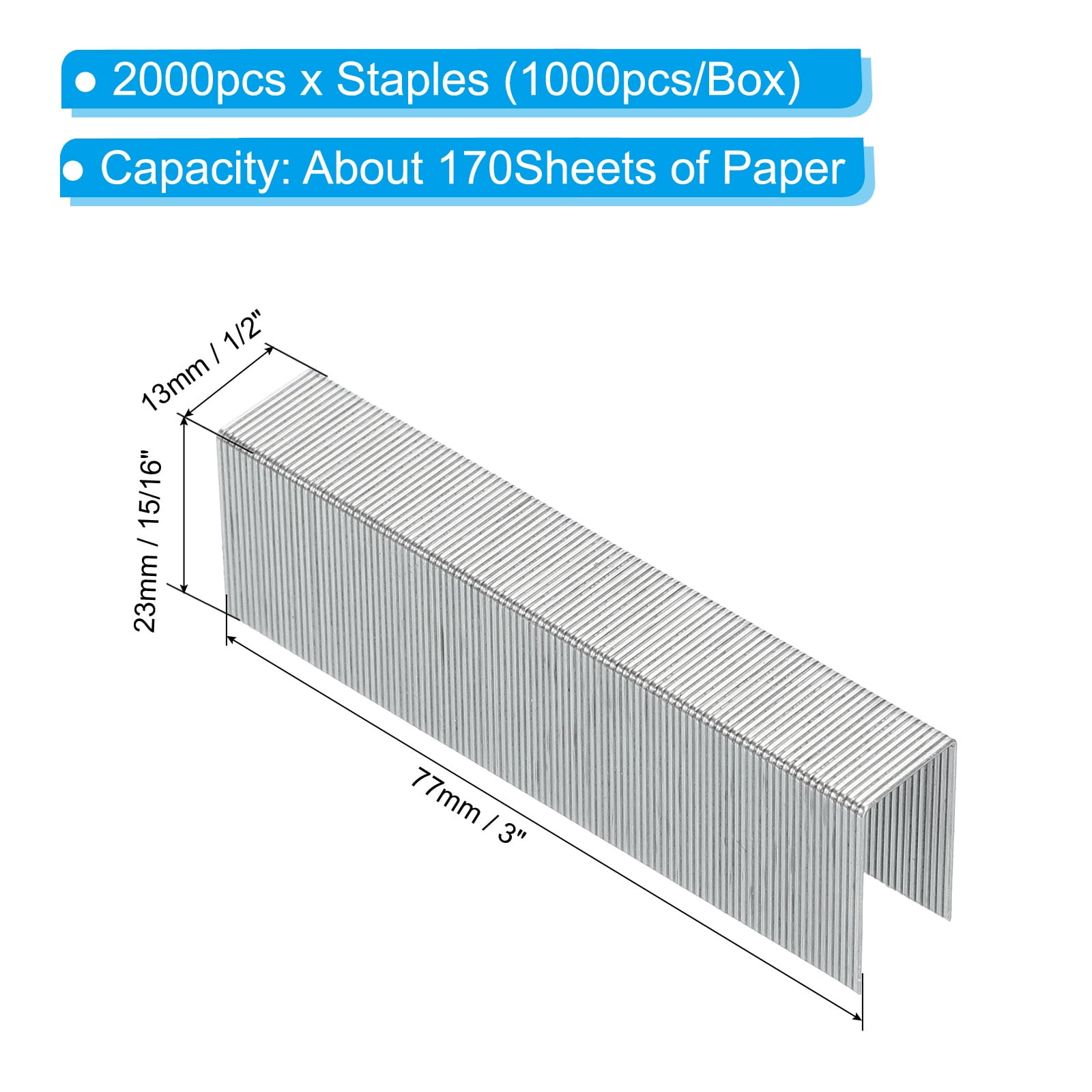 Uxcell 23/23 Staples for Stapler, 2Box 2000pcs 15/16" Leg Length Standard Flat Clinch