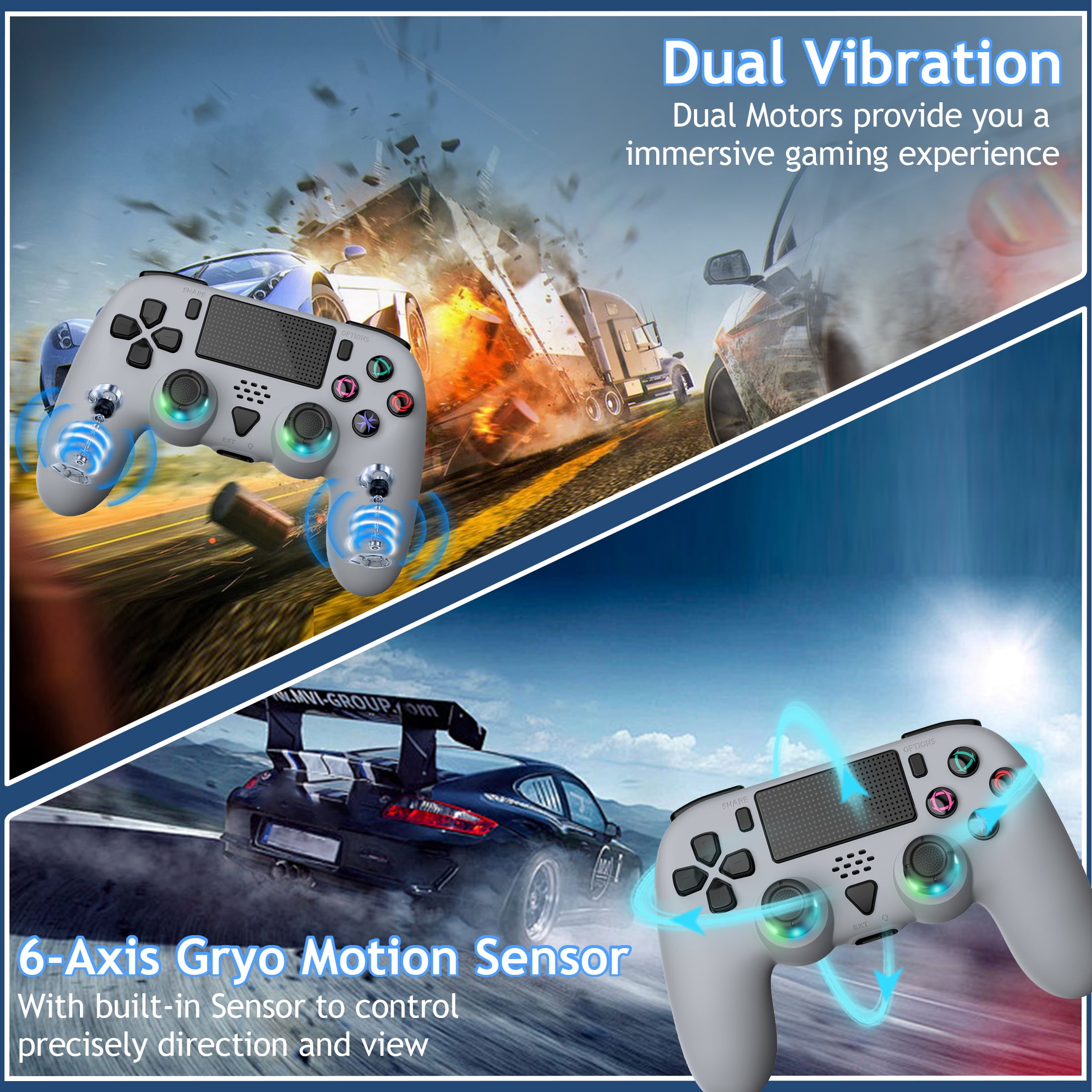 Kabelloser Controller Für PS4 & PC – Mit Dual-Vibration, Touchpad & Akku Für Langes Gaming