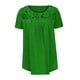 thumbnail image 4 of Fiudx Liquidación de Ofertas Flash Blusa de Manga Corta con Cuello Redondo y Empalme de Encaje a La Moda para Mujer, 4 of 5