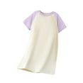 thumbnail image 4 of JDQJBZ Robe T-Shirt pour Fille Couleur Unie Coton Vêtements de Nuit Manches Courtes Col Rond Longueur Genou, 4 of 5