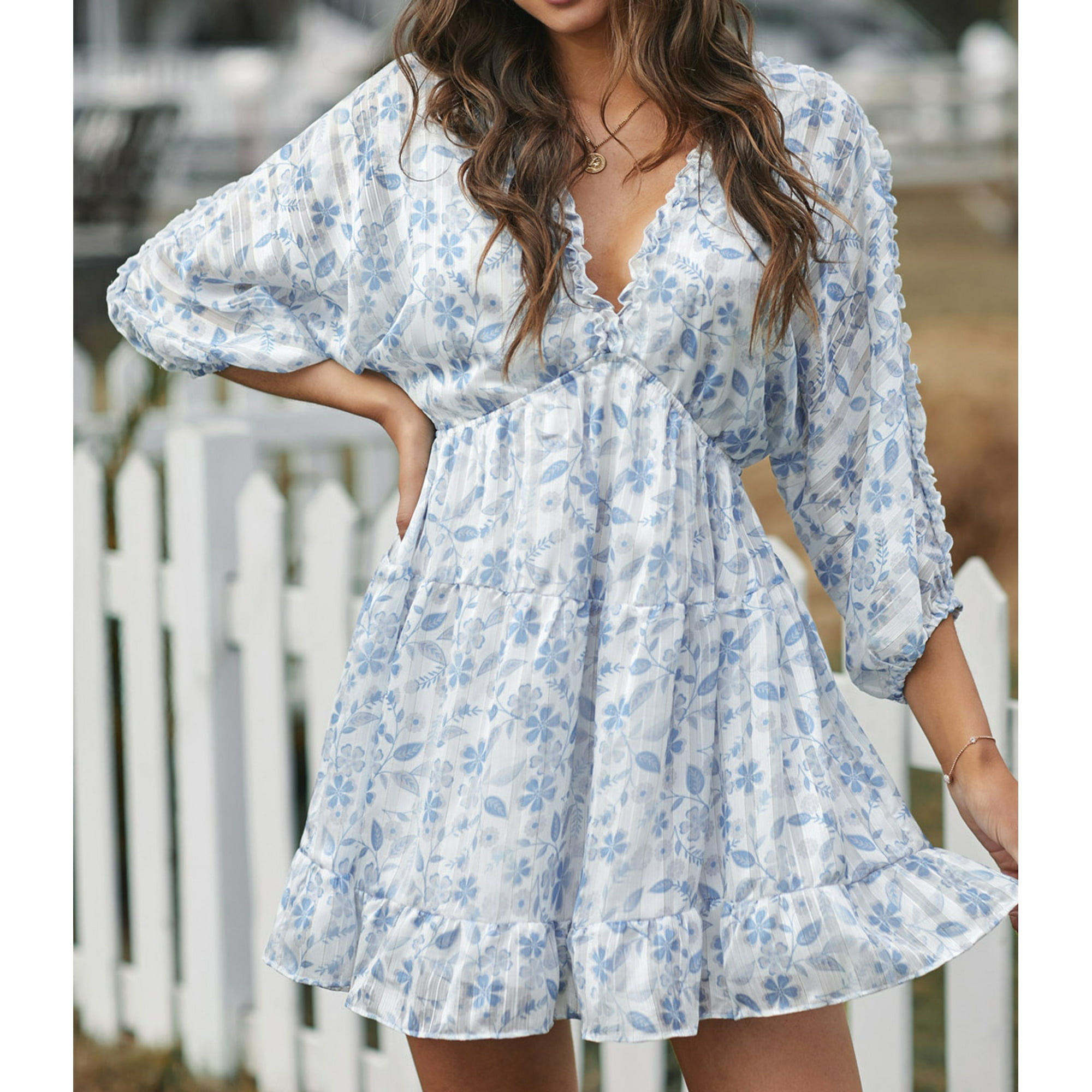 Mini robe a Volants Bleu Ciel pour Femmes Style Babydoll Walmart
