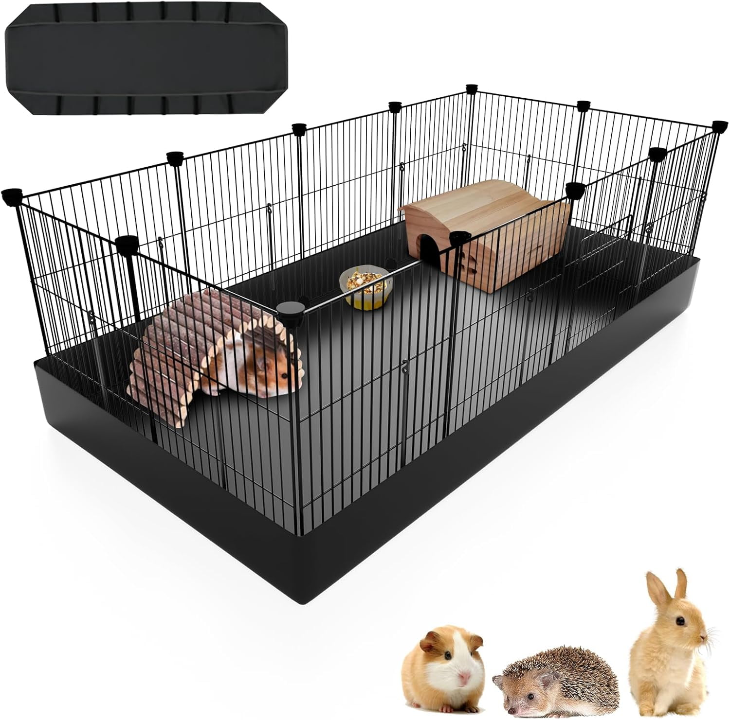 Aystkniet Large Guinea Pig Cage with Waterproof PVC Liner, One-Hand Release Hook, C&C Playpen, 48''L x 24''W x 16''H