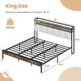thumbnail image 3 of Gymax King Size Bed Frame w/LED Light & Charging Station Heavy Duty Metal Platform Bed, 3 of 10