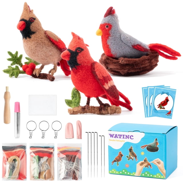 Kit de Fieltro con Agujas WATINC Cardinal con Fieltro de Lana y Herramientas 3 piezas