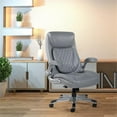 thumbnail image 2 of Pemberly Row Chaise de Direction en Cuir Reconstitué Gris avec Accoudoirs Rabattables, 2 of 12