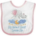 thumbnail image 3 of Inktastic My Great Aunt Loves Me Cute Elephants Clouds Moon and Stars Boys or Girls Baby Bib, 3 of 4