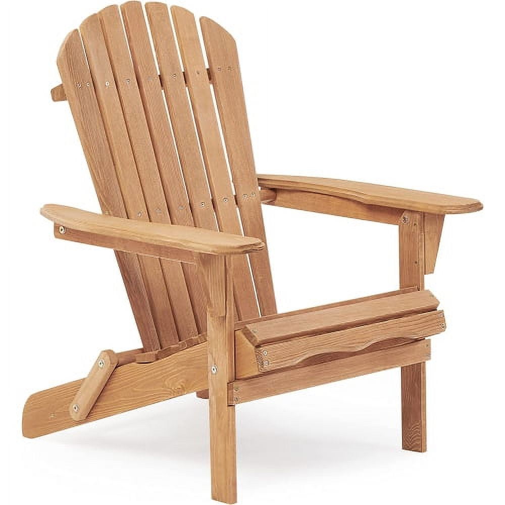 Adirondack Chair Set of 2, Wooden Folding Adirondack Chairs for Outdoor, All Weather Patio Chairs with Cup Holder, Heavy Duty Adirondack Lawn Chairs