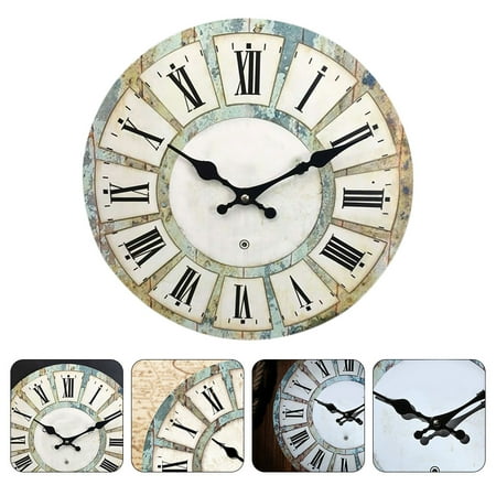 SOPOTUTU Vintage Roman Style Hanging Wall Clock Wooden Mdf Home Decor Assorted Colors