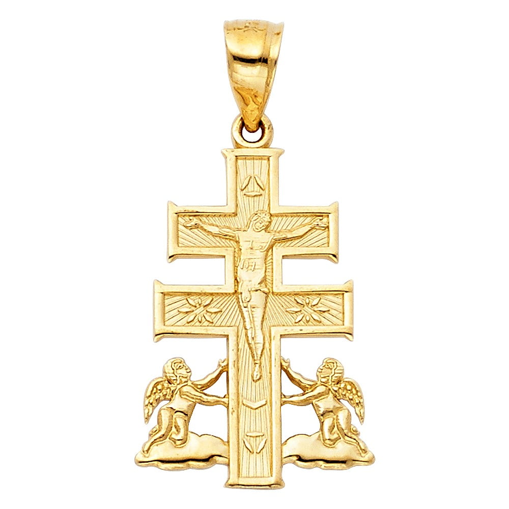 3D Italian Cross Crucifix Charm Pendant Jesus Real 14K Yellow White Gold 