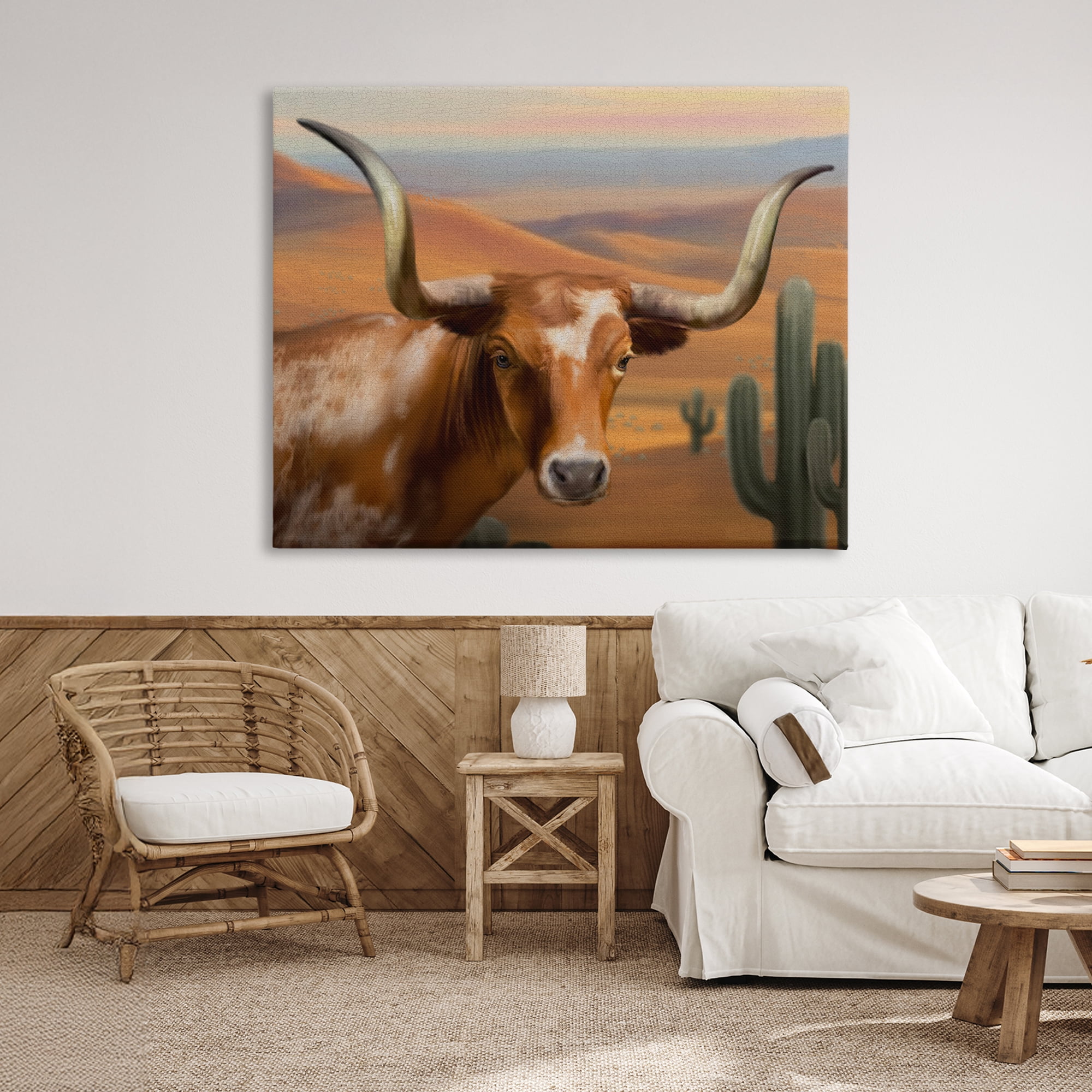 Stupell Industries Longhorn Western Landscape Canvas Wall Art, design by Matthew Piotrowicz